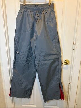 Vintage 2000s Nike Men’s Gray Windbreaker Track Pants with Ankle Zips